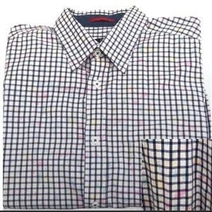 BUGATCHI UOMO WINDOWPANE WITH WATERCOLORS SHIRT